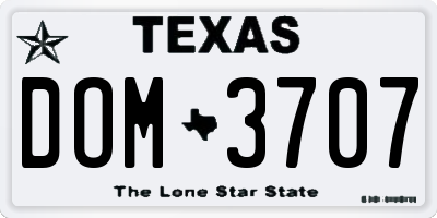 TX license plate DOM3707