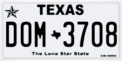 TX license plate DOM3708