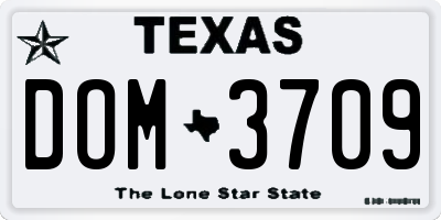 TX license plate DOM3709
