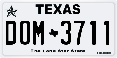 TX license plate DOM3711