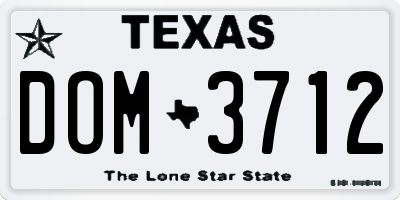 TX license plate DOM3712
