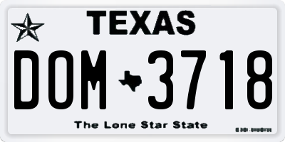 TX license plate DOM3718