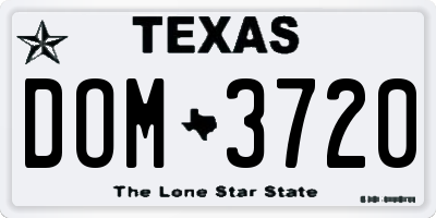 TX license plate DOM3720
