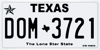 TX license plate DOM3721