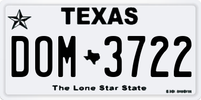 TX license plate DOM3722