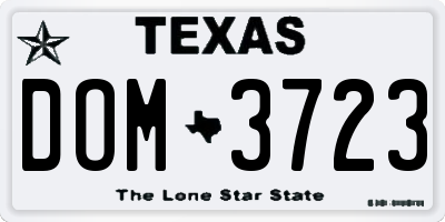 TX license plate DOM3723
