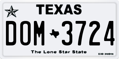 TX license plate DOM3724