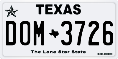 TX license plate DOM3726