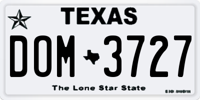 TX license plate DOM3727
