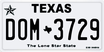TX license plate DOM3729