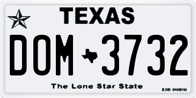 TX license plate DOM3732