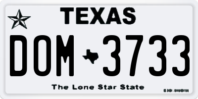 TX license plate DOM3733
