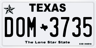 TX license plate DOM3735