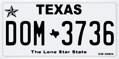 TX license plate DOM3736