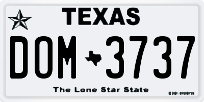 TX license plate DOM3737