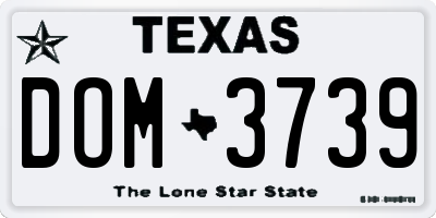 TX license plate DOM3739