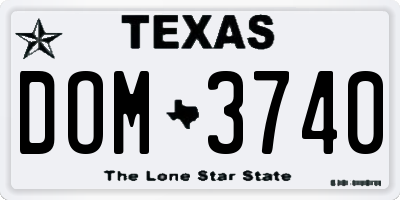 TX license plate DOM3740