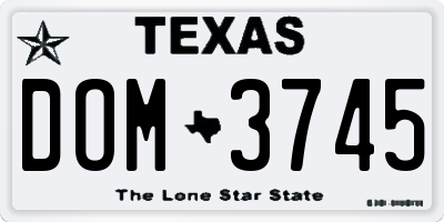 TX license plate DOM3745