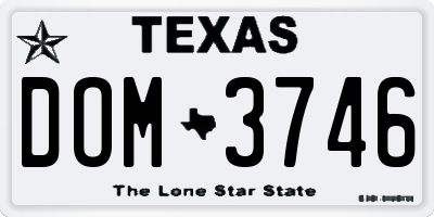 TX license plate DOM3746