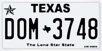 TX license plate DOM3748