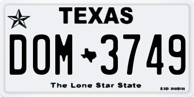 TX license plate DOM3749