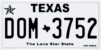 TX license plate DOM3752