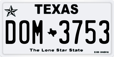 TX license plate DOM3753