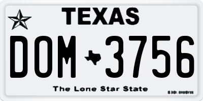 TX license plate DOM3756
