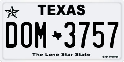 TX license plate DOM3757