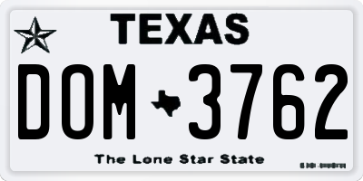 TX license plate DOM3762