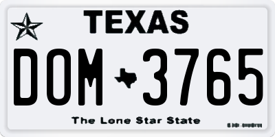 TX license plate DOM3765