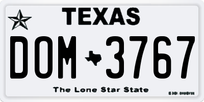 TX license plate DOM3767