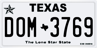 TX license plate DOM3769