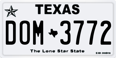 TX license plate DOM3772