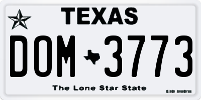 TX license plate DOM3773