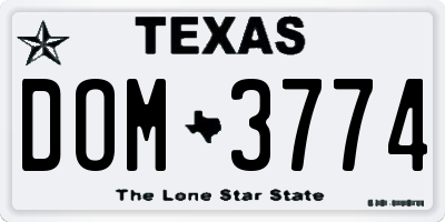 TX license plate DOM3774