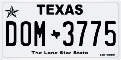 TX license plate DOM3775