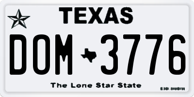 TX license plate DOM3776
