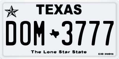 TX license plate DOM3777
