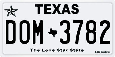 TX license plate DOM3782
