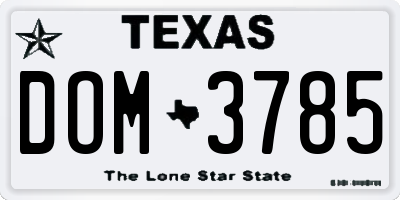 TX license plate DOM3785
