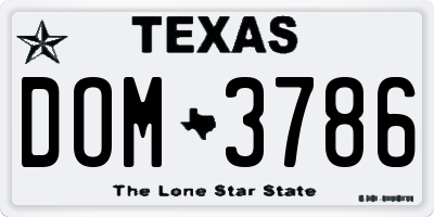 TX license plate DOM3786