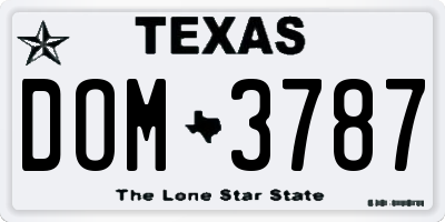TX license plate DOM3787