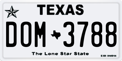 TX license plate DOM3788