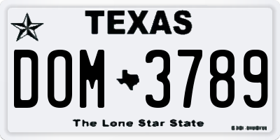 TX license plate DOM3789