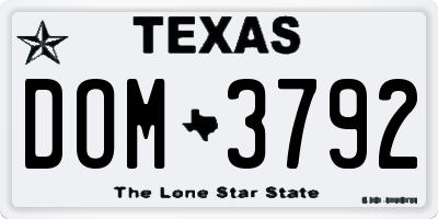 TX license plate DOM3792