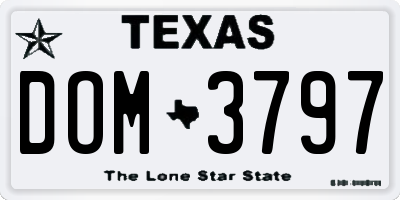 TX license plate DOM3797