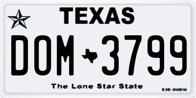 TX license plate DOM3799