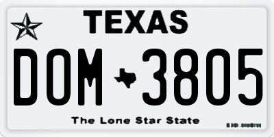 TX license plate DOM3805