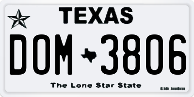 TX license plate DOM3806